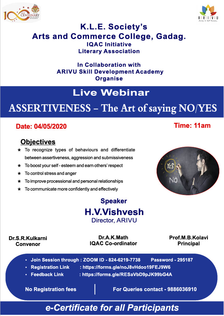 Assertiveness-The Arts of Saying Yes/No